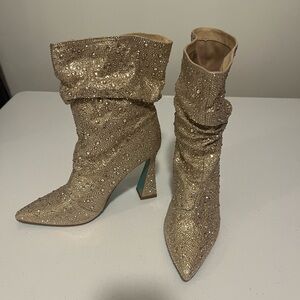 Betsey Johnson sparkle slouch boots